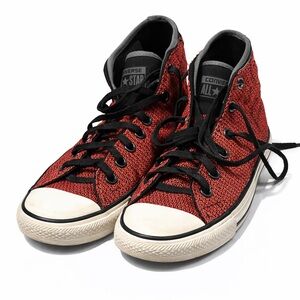 Converse Red and Black Textured High-Tops